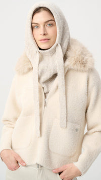 Joseph Ribkoff Brush Knit Hooded Scarf