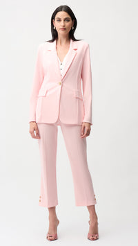 Joseph Ribkoff Silky Knit Fitted Blazer And Cropped Pull-On Pants With Gold Buttons