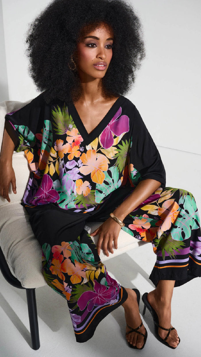 Joseph Ribkoff Woven Floral Print Boxy Top