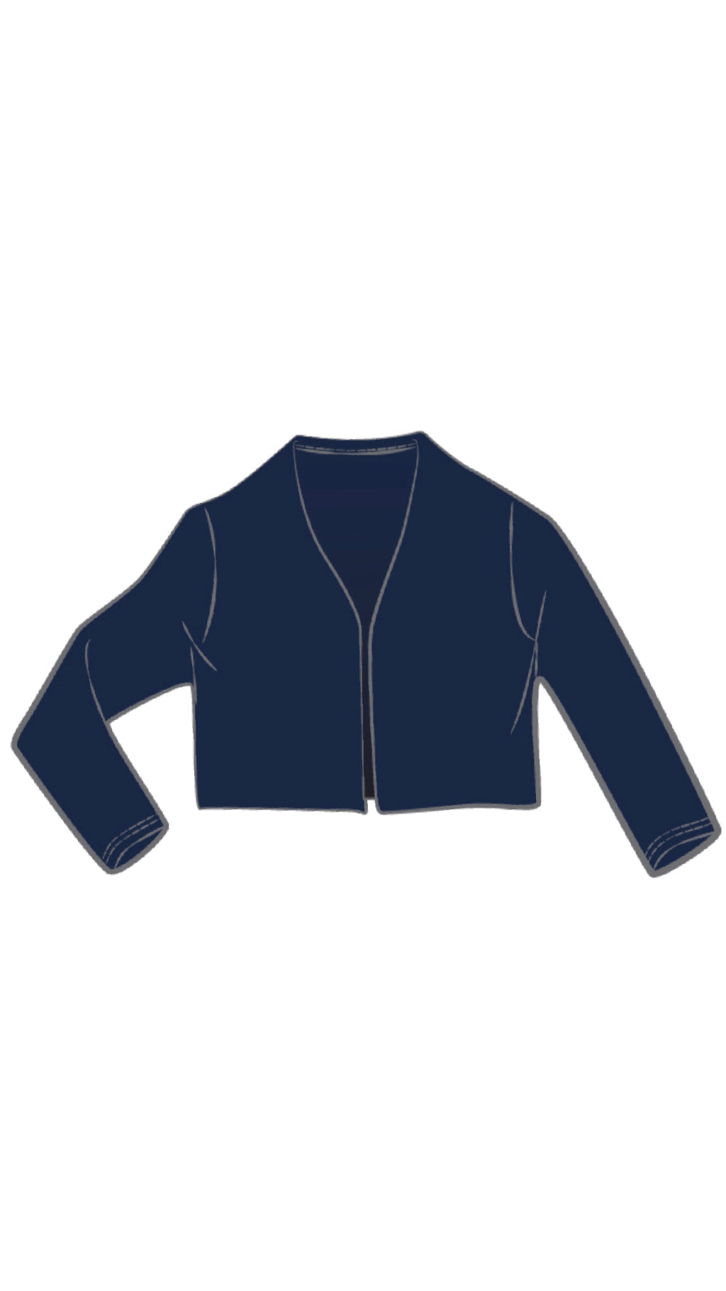 V-Neck Bolero, 3/4 Sleeve