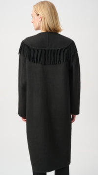 Joseph Ribkoff Wool Blend Shawl Collar Fringed Coat