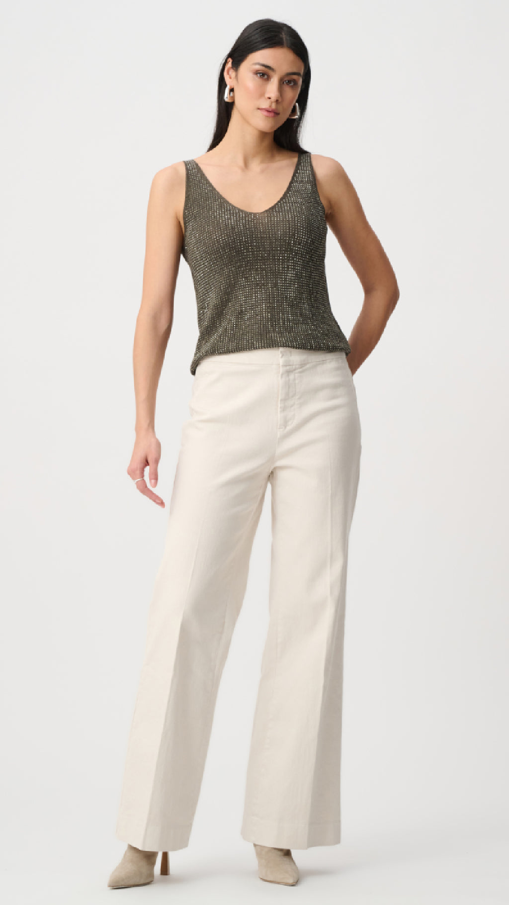 Joseph Ribkoff Metallic Knitted Camisole with Rhinestones
