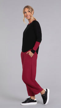 Bamboo Fleece Colour Block Cinch Top, Long Sleeve