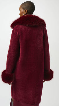Joseph Ribkoff Feather Yarn and Faux Fur Sweater Coat (selected color on sale)