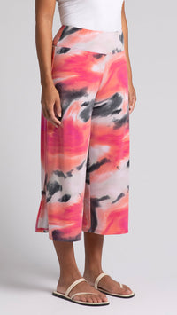 Side Slit Wide Capri-Marble Print