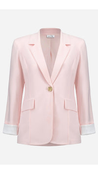 Joseph Ribkoff Silky Knit Fitted Blazer And Cropped Pull-On Pants With Gold Buttons