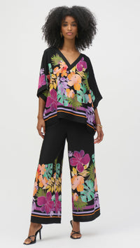 Joseph Ribkoff Woven Floral Border Print Wide Leg Pants