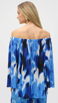 Joseph Ribkoff Pleated Novelty Print Off-Shoulder Top (Sale)