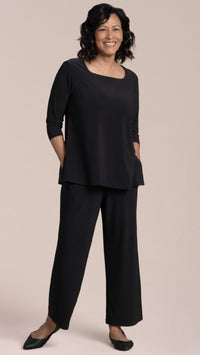 Soft Square Neck Top, 3/4 Sleeve
