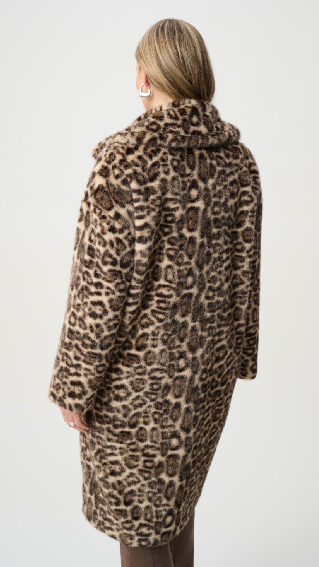 Joseph Ribkoff Faux Fur Leopard Print Straight Coat