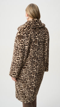 Joseph Ribkoff Faux Fur Leopard Print Straight Coat