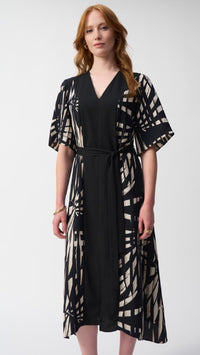 Joseph Ribkoff Woven Tropical Print A-Line Dress