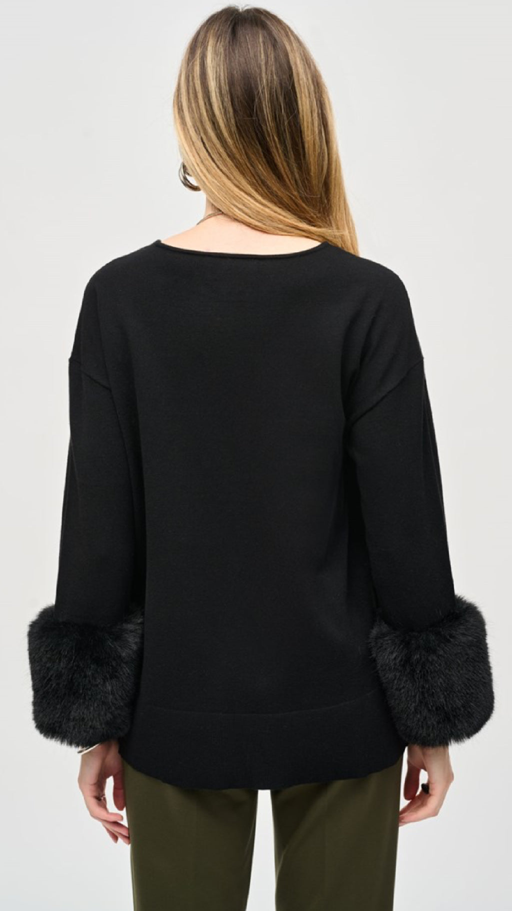 Joseph Ribkoff Sweater Knit Tunic with Faux Fur Cuffs (Sale)