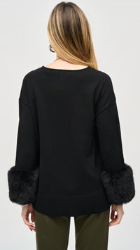 Joseph Ribkoff Sweater Knit Tunic with Faux Fur Cuffs (Sale)