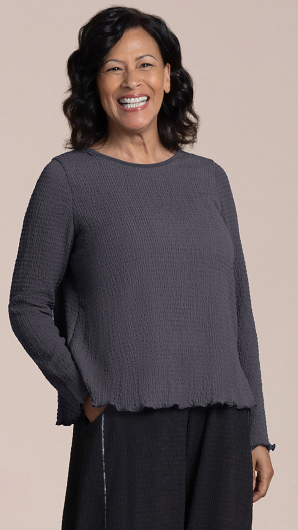 Pop Crew Neck Top, Long Sleeve