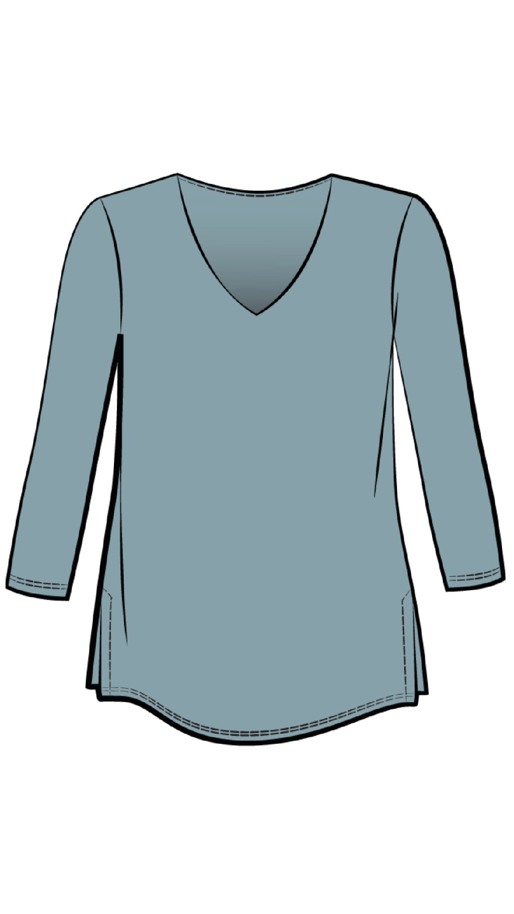 Go To Soft V-Neck Top, 3/4 Sleeves
