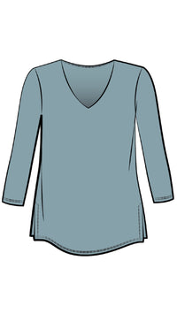 Go To Soft V-Neck Top, 3/4 Sleeves