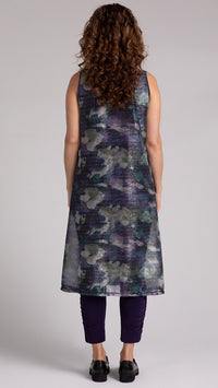 Sleeveless Hi-Slit Over Under, Printed Shimmer Mesh (Sale)