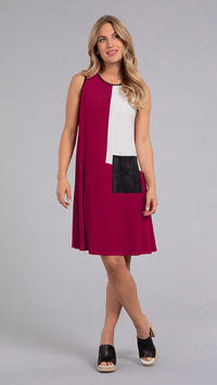 Colour Blocked Sleeveless Patch Pocket Dress (Sale)
