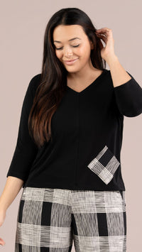 Revel Top Printed Pocket-Black/Cashew Plaid
