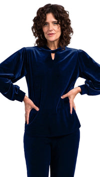 Velvet Twist Neck Top, Long Sleeve (Sale)