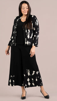 Wide Leg Crop, Block Print-Cashew Splatter