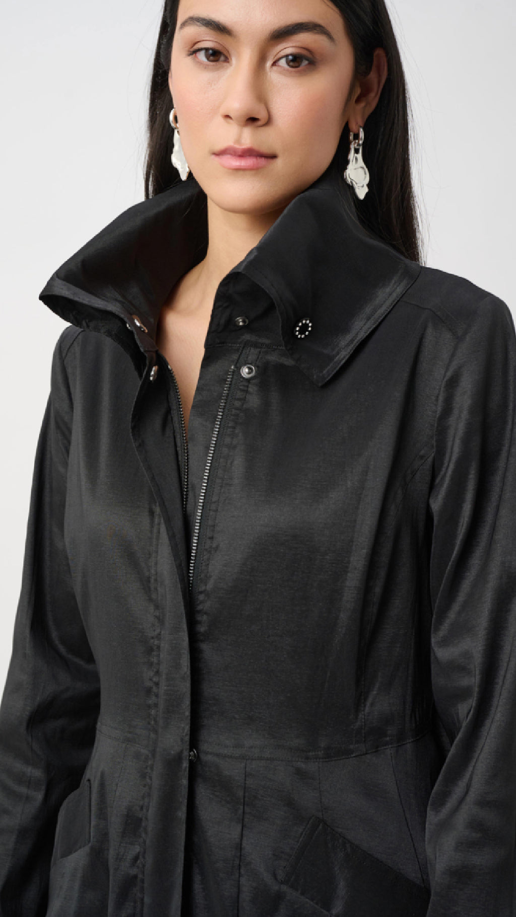 Joseph Ribkoff Stretch Taffeta Belted Fit & Flare Balloon Coat