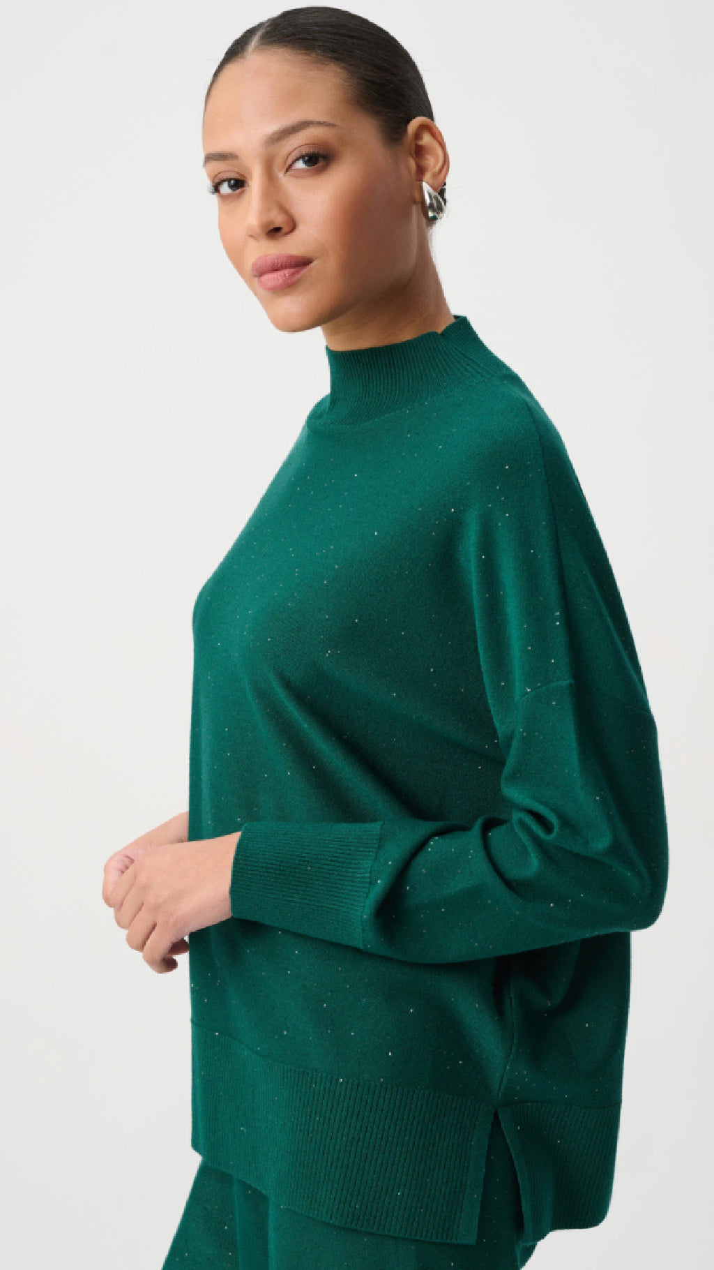Joseph Ribkoff Sequin Mock-Neck Sweater and Drawstring Culottes