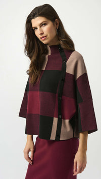 Joseph Ribkoff Plaid Jacquard Sweater Knit Top