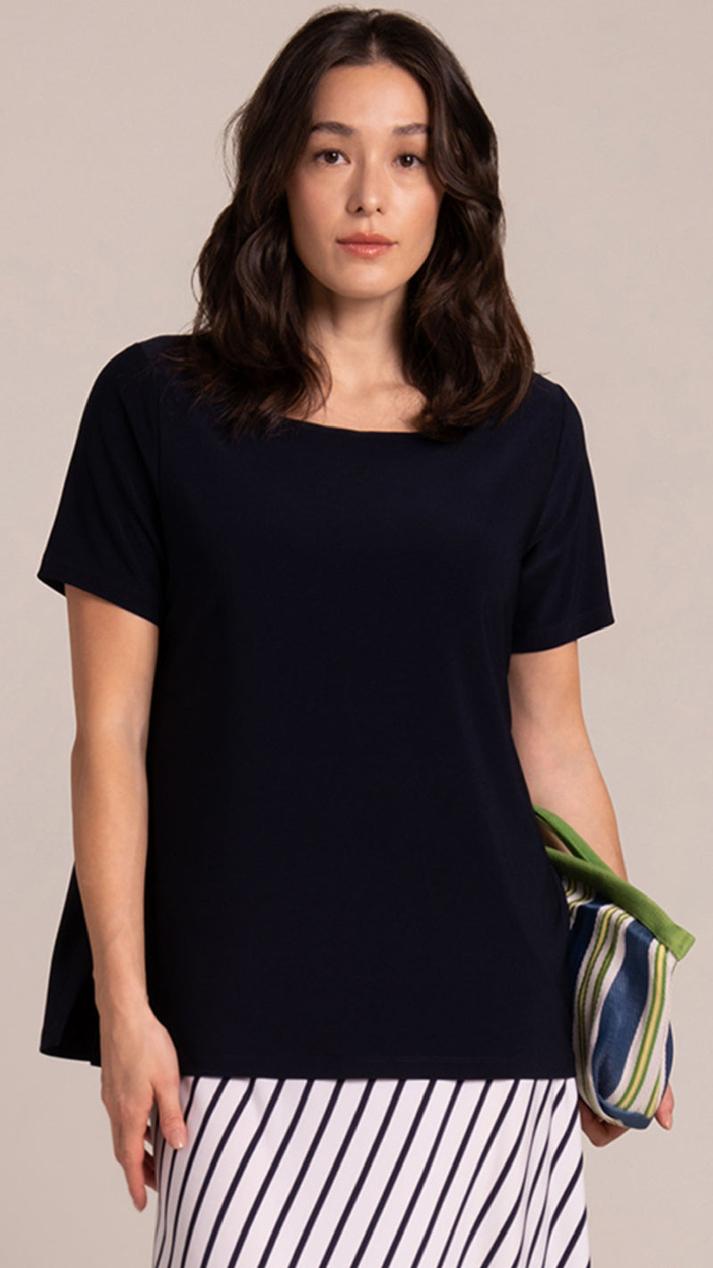 Soft Square Neck Top, Short Sleeves