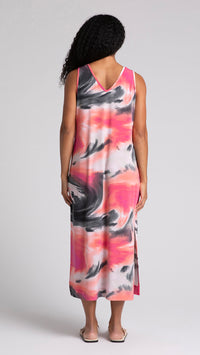 Reversible Slit Tank Dress-Marble Print