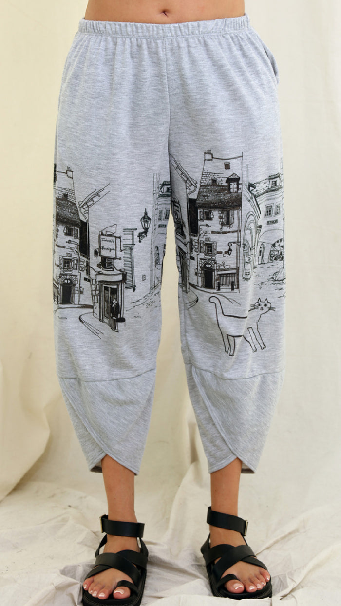 Straight Asymmetrical Leg Pant-Pawty Print