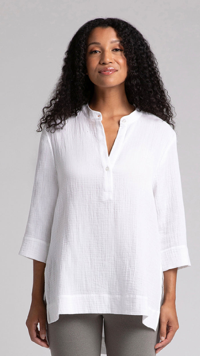 Cotton Gauze OverShirt, 3/4 Sleeve (selected colors  on sale)