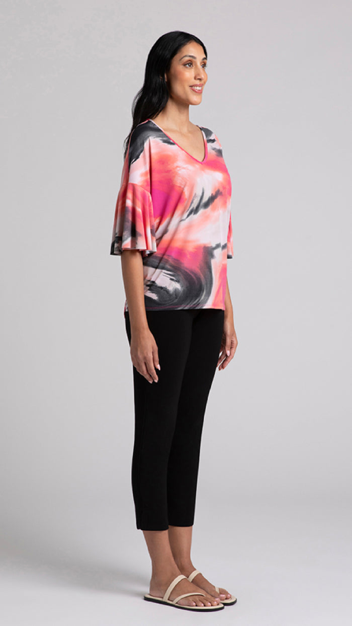 Flutter Dolman Top-Marble Print