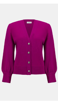 Joseph Ribkoff Sweater Knit Cardigan With Puff Sleeves