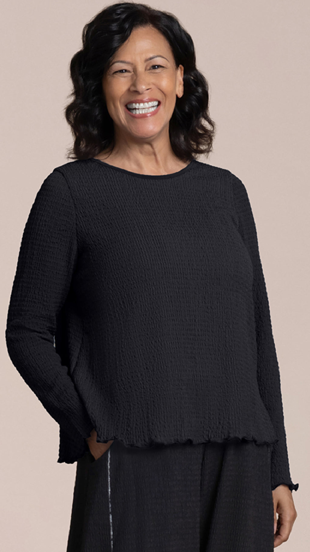 Pop Crew Neck Top, Long Sleeve