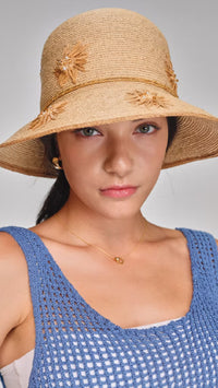 CHRIS CHOI Hat With Floral Embroidery and beads