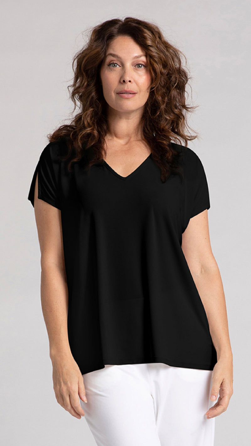 V-Neck Slit Sleeve Top