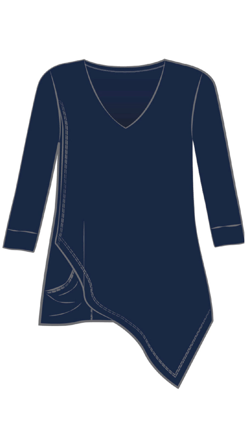 Suitable Secret Pocket Top, 3/4 Length Sleeves