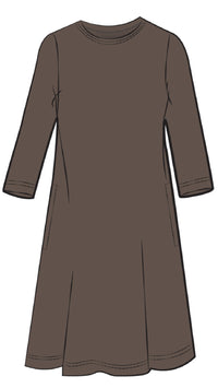 Nu Trapeze Dress, 3/4 Sleeve
