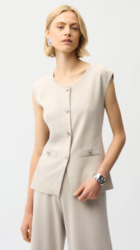 Joseph Ribkoff Viscose Blend Vest with Faux Welt Pockets, Culotte Pants