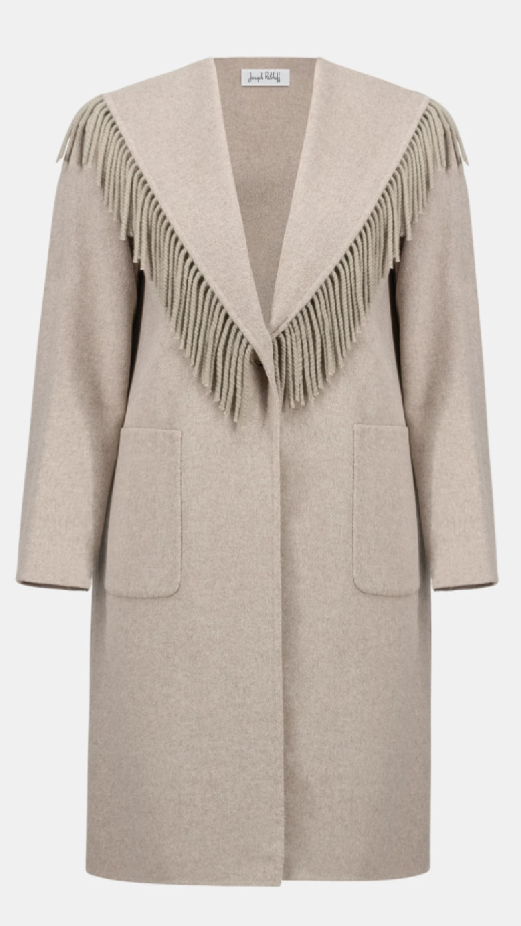 Joseph Ribkoff Wool Blend Shawl Collar Fringed Coat