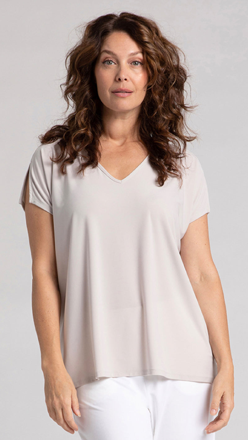 V-Neck Slit Sleeve Top
