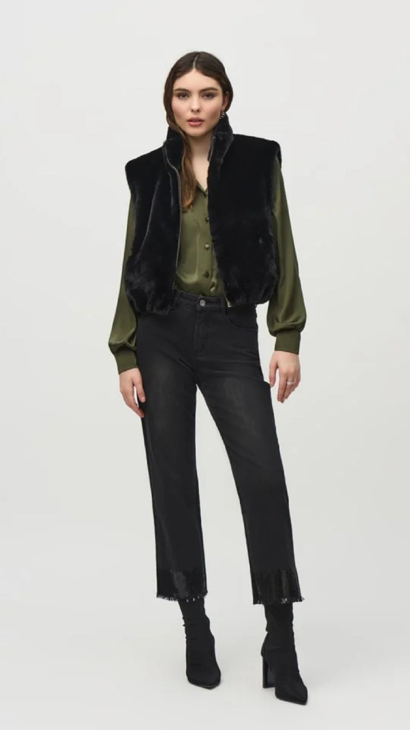 Joseph Ribkoff Faux Fur Sleeveless Cropped Vest (Sale)