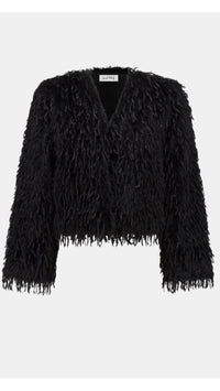 Joseph Ribkoff Faux Fur Collarless Boxy Jacket