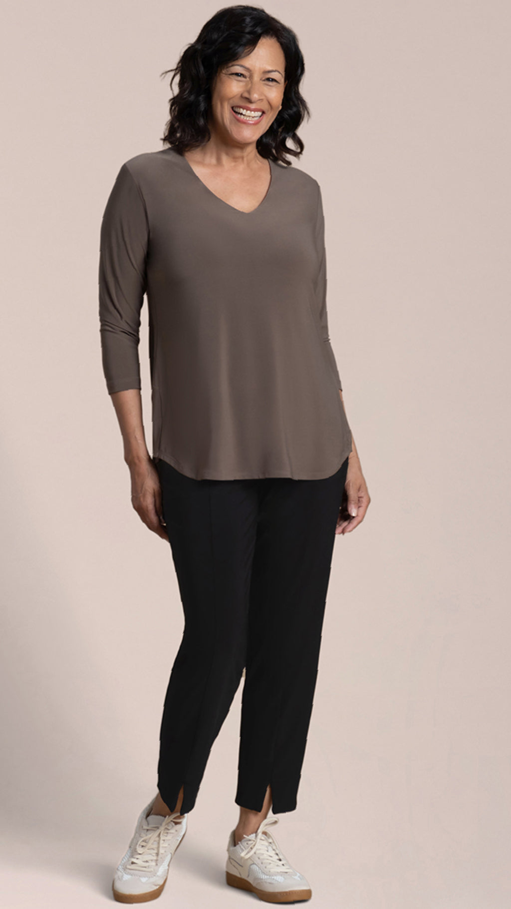 Go To Soft V-Neck Top, 3/4 Sleeves