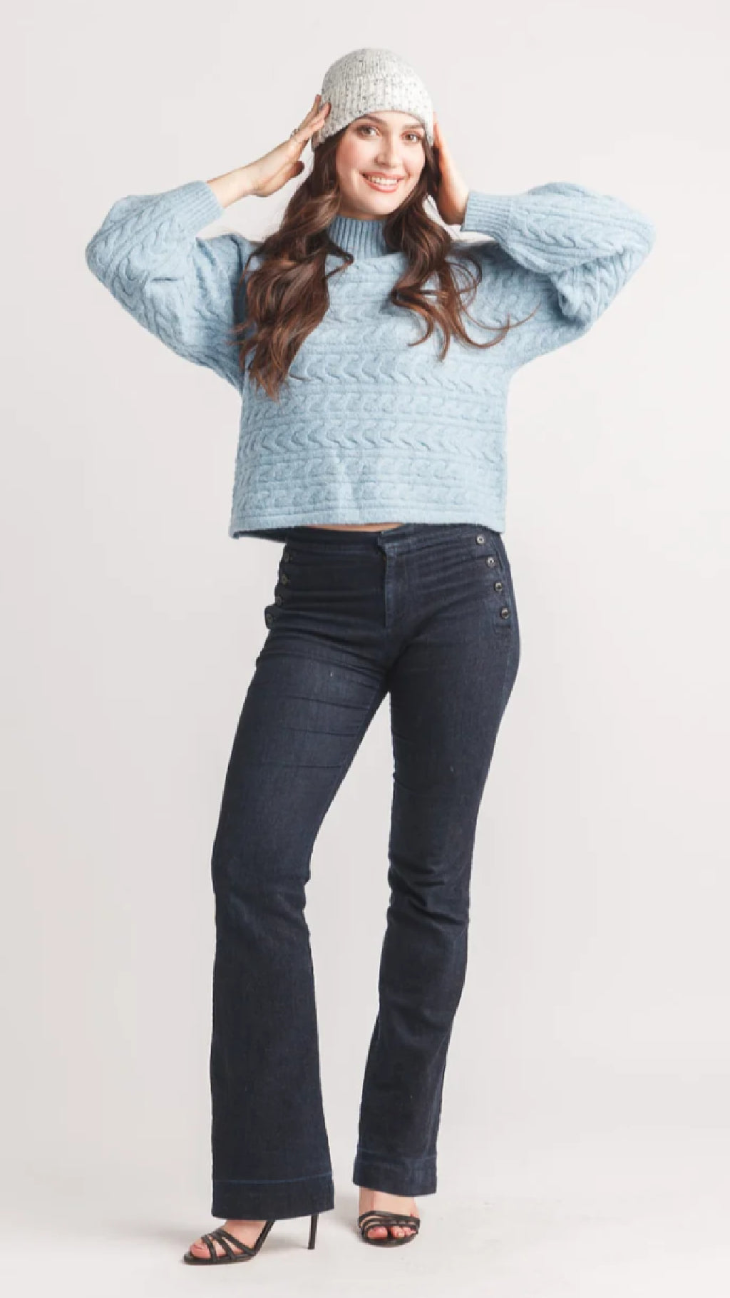 Papillon Speckled Rib Knit Mock Neck Sweater