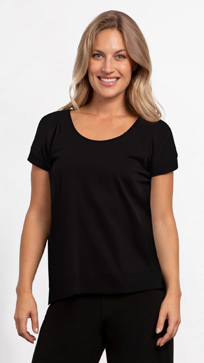 Dolman Scoop Neck Boxy Top, Cap Sleeve