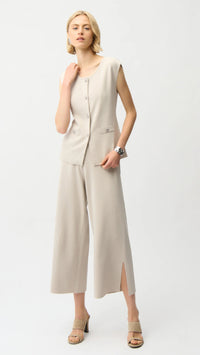 Joseph Ribkoff Viscose Blend Vest with Faux Welt Pockets, Culotte Pants