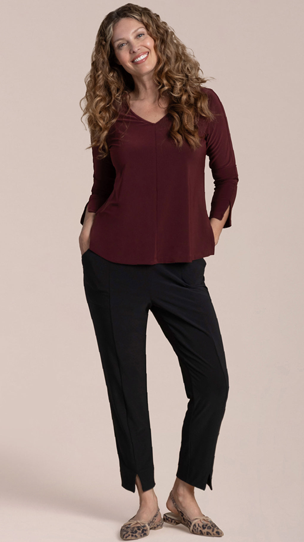 Suitable Split Sleeve Top, 3/4 Sleeve